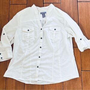 Laura Scott Womens Shirt Top Blouse Size XLP Cream